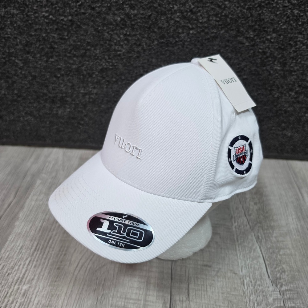 Vuori Signal Golf Hat White Womens OSFA USA Swimming Flexfit 110 Cap V8194 NEW